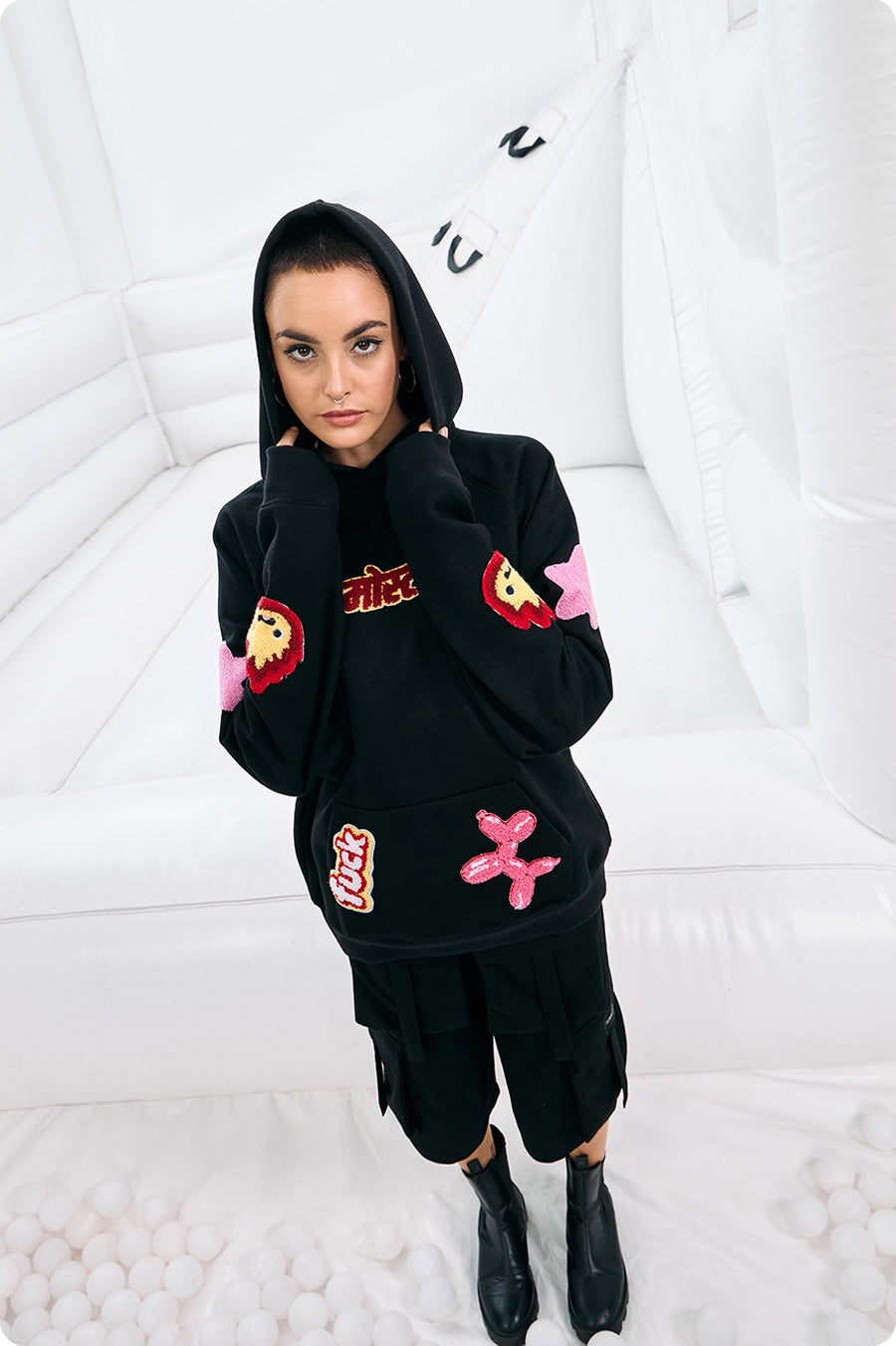 "FUCK BITCHES"BLACK  WOMEN'S HOODIE