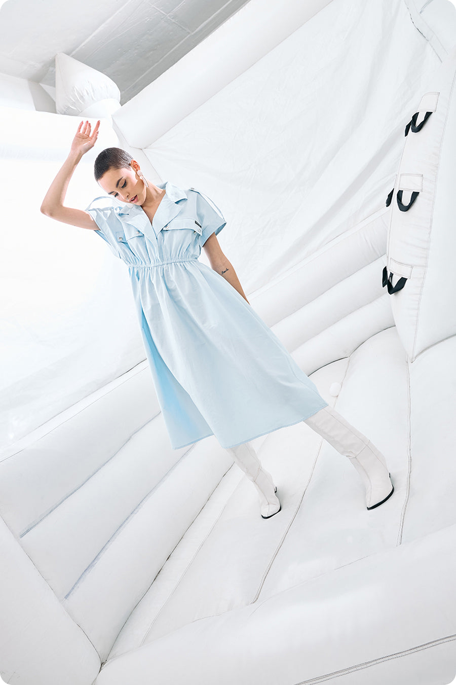 WOMEN'S Sky Blue Shirt Dress