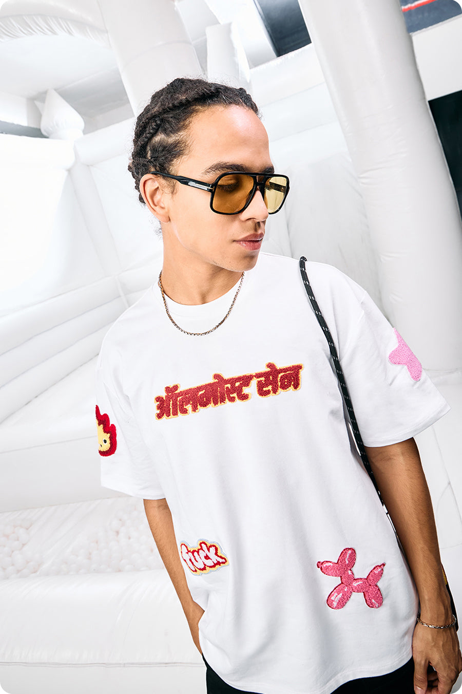 "FUCK BITCHES"WHITE  MEN'S T-SHIRT