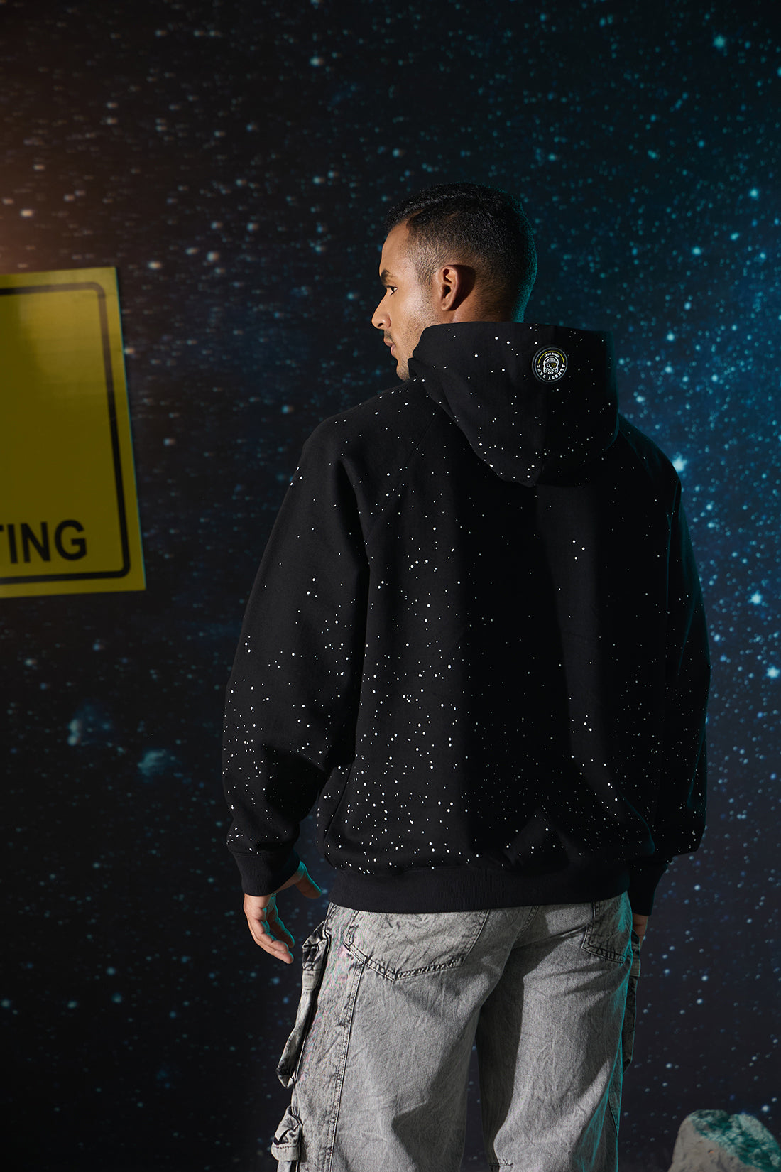 UNISEX SPACED OUT BLACK HOODIE