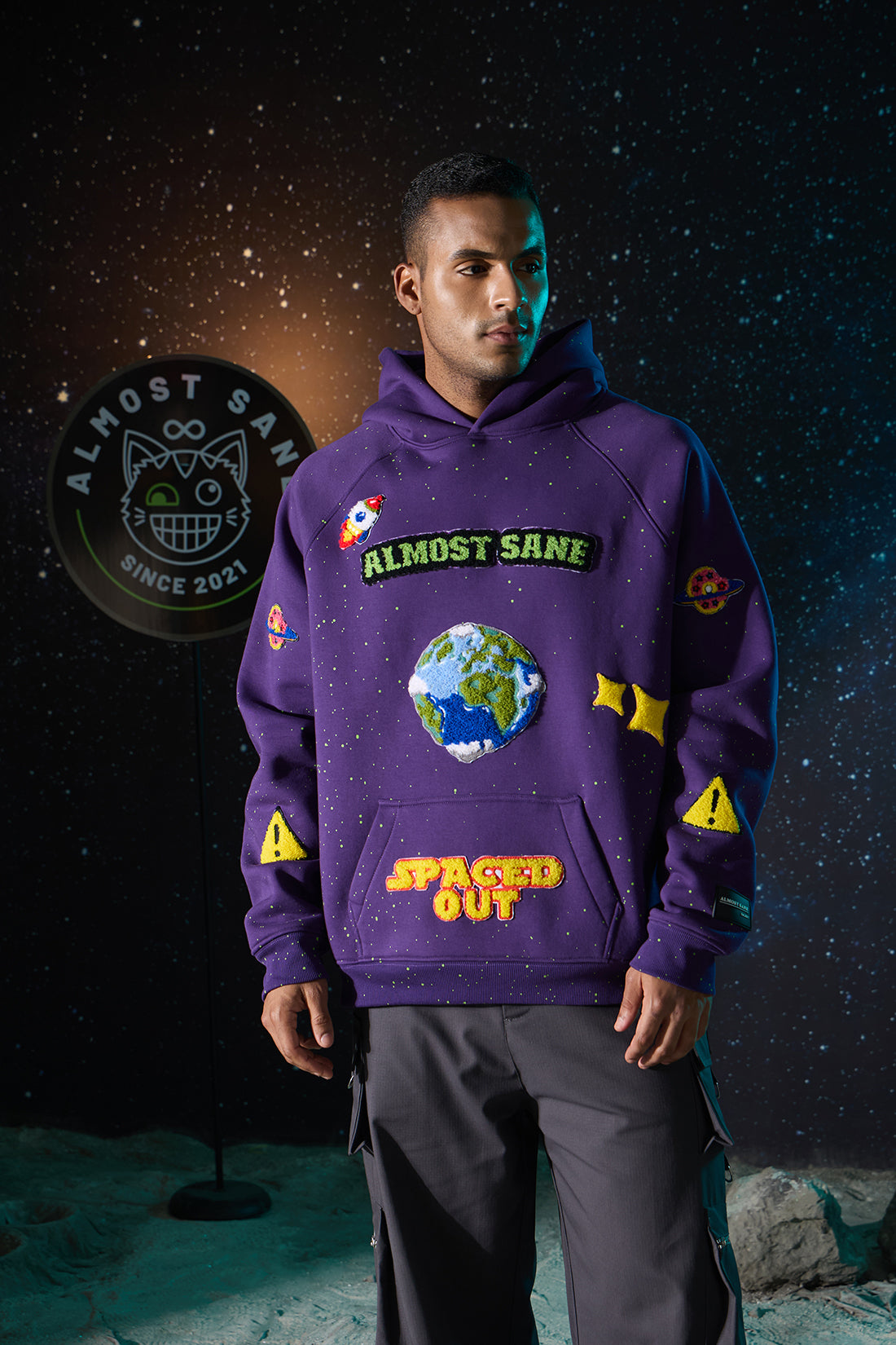 UNISEX SPACED OUT PURPLE HOODIE