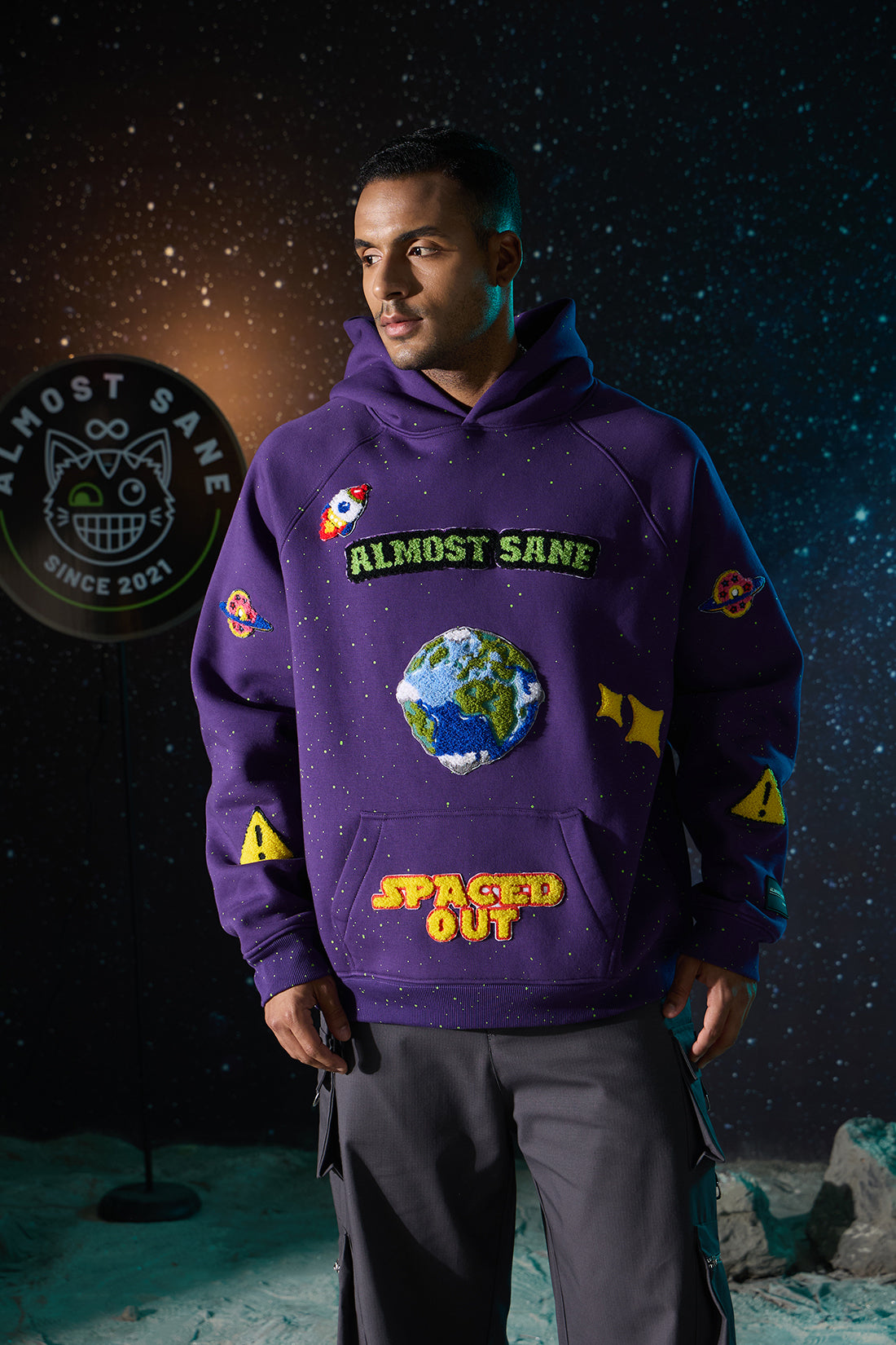 UNISEX SPACED OUT PURPLE HOODIE