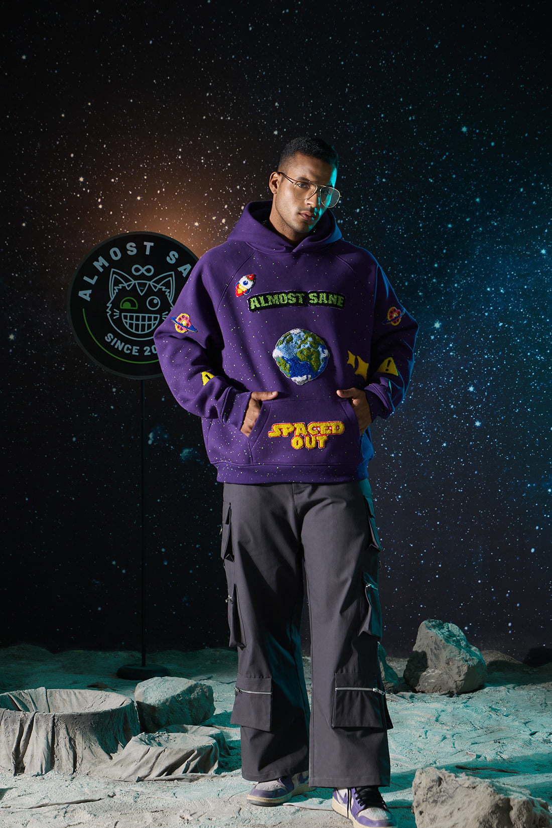UNISEX SPACED OUT PURPLE HOODIE
