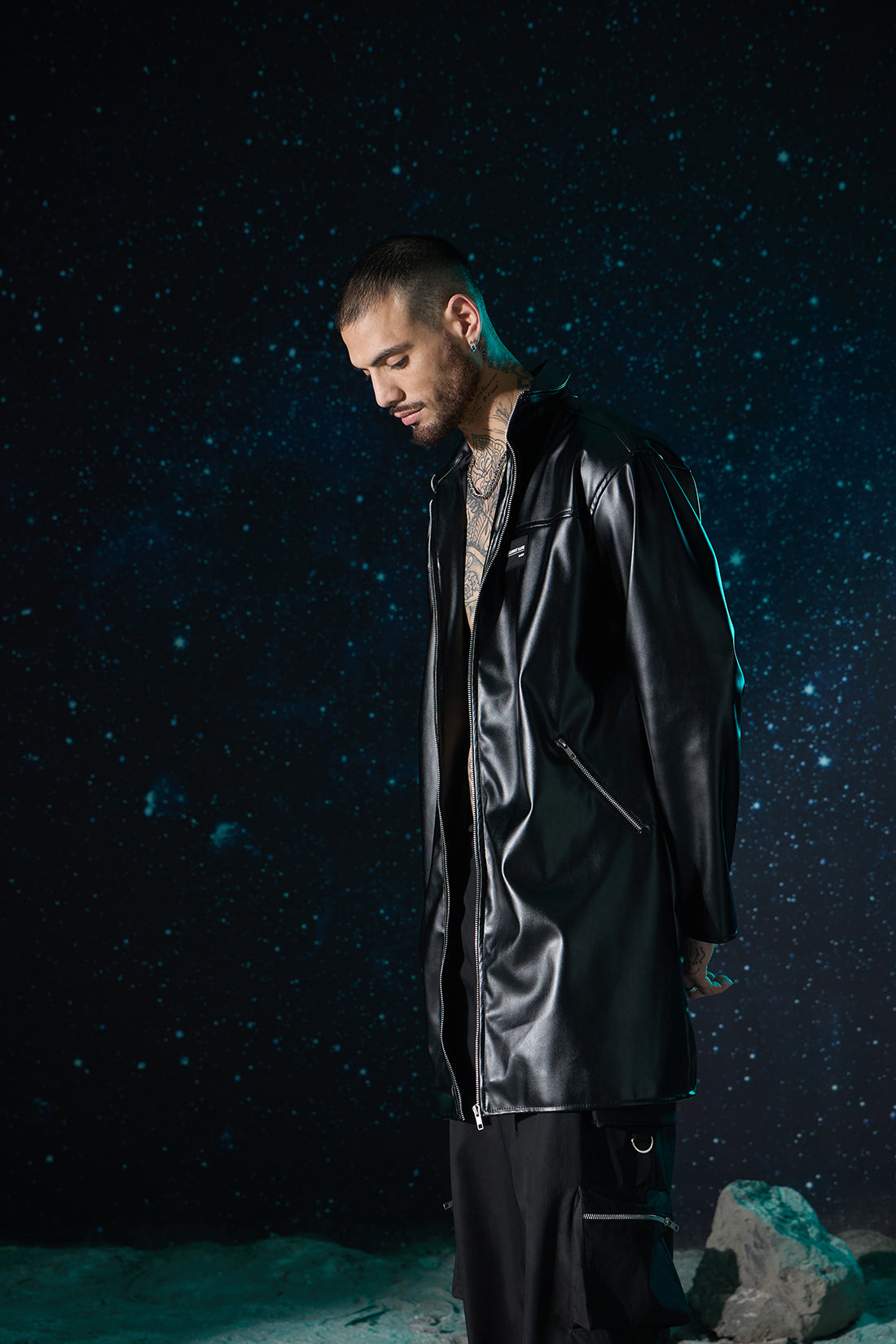 FAUX LEATHER LONG JACKET