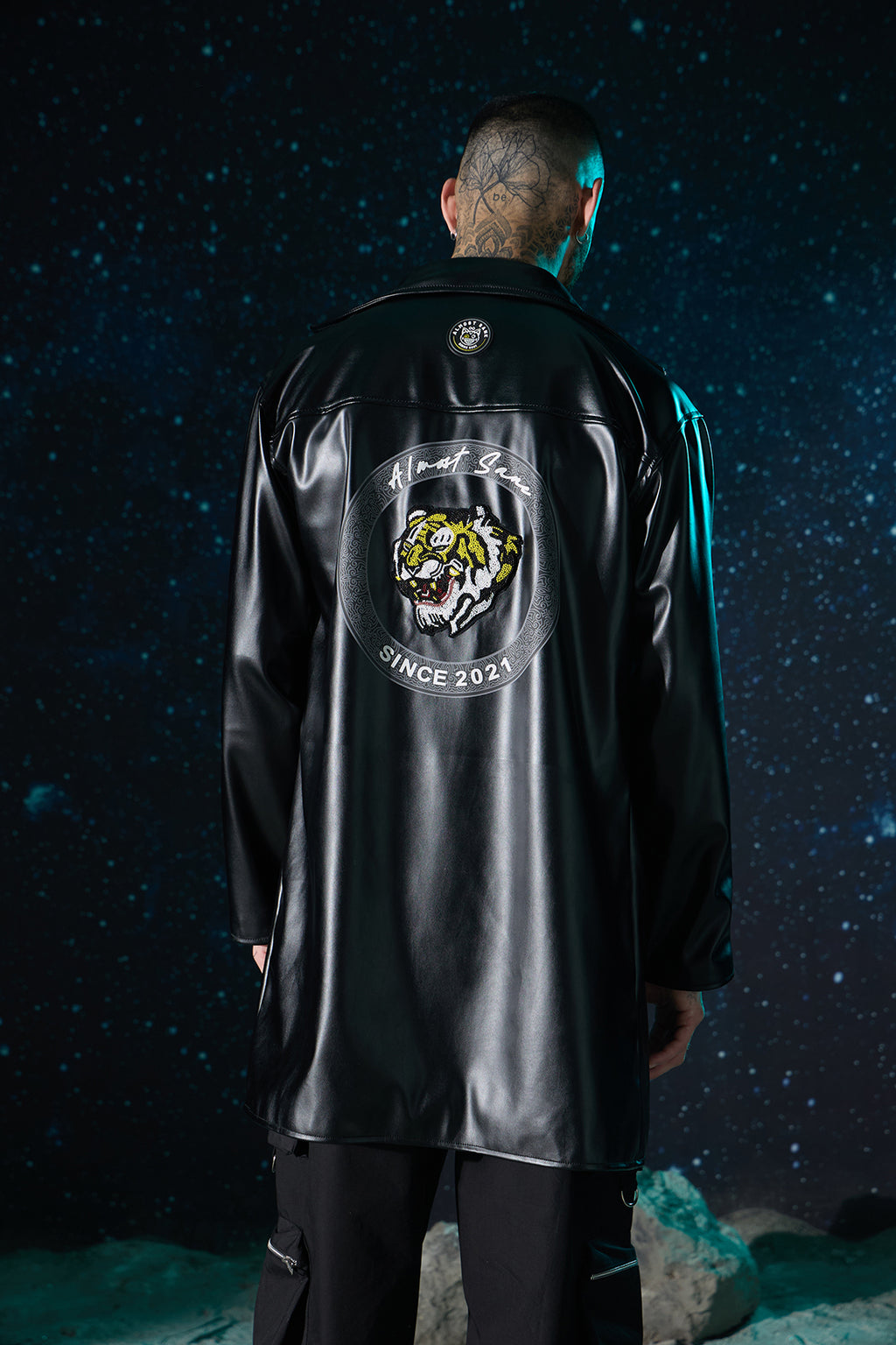 FAUX LEATHER LONG JACKET